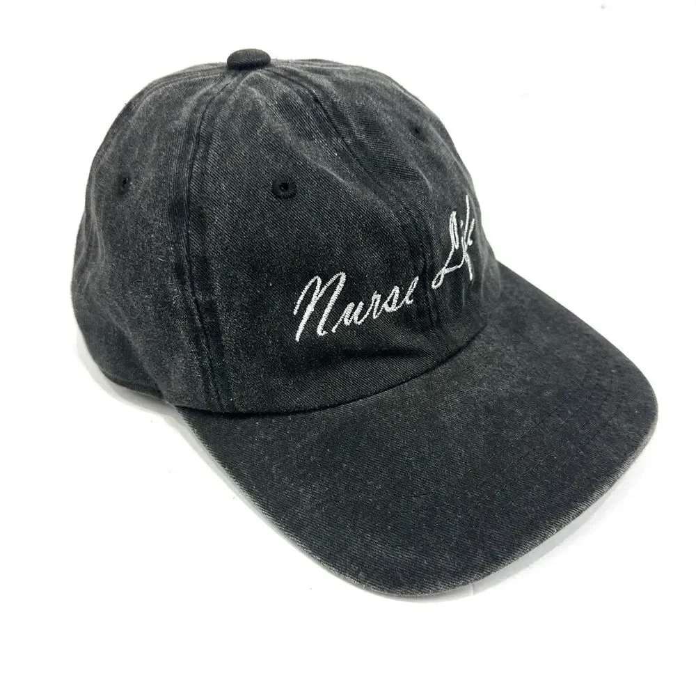 Nurse Life Nissi Caps Denim Grey Washed and White Unisex Adjustable Hat/Cap